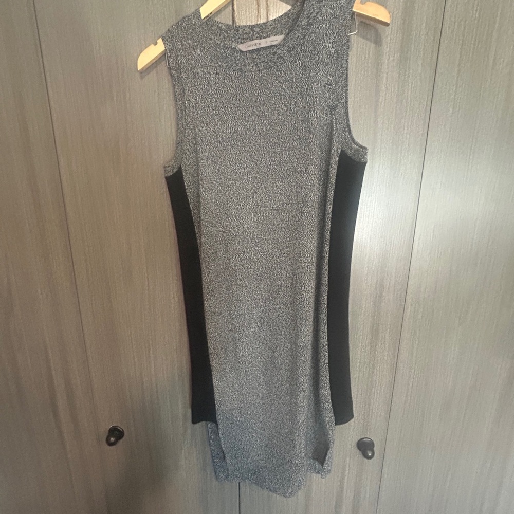 Athleta Sleeveless BodyCon Gray and Black Mini Dress